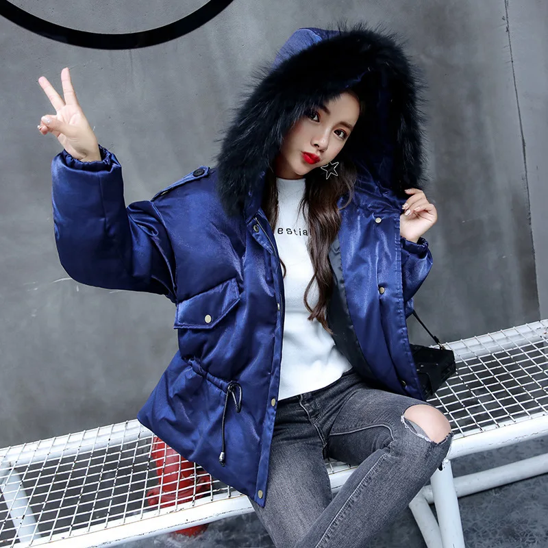 

2019 Winter New Cotton-padded Jacket Women Collar Medium and Long Women's Cotton Coat Duck Down Black Jacket Women