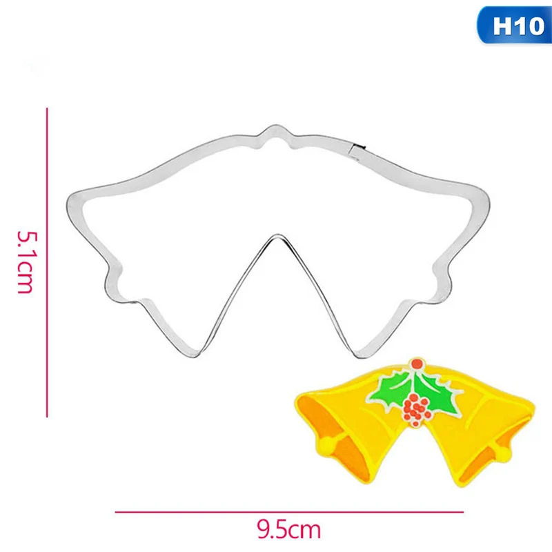 Stainless Steel Biscuit Mould Santa Claus Shape Fondant Cake Mold DIY Sugar Craft Xmas 3D Pastry Cookie Cutters Cake Tools - Color: 10