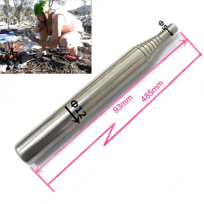 

Outdoor Bellow Collapsible Fire Tools Kit Camping Survival Blow Fire Tube Emergency Fire Starting Retractable blowpipe