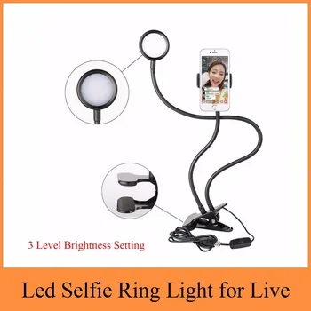 

Led Selfie Ring Light for Live Stream Video Chat Live Broadcasting with Flexible Phone Holder for Iphone 6/7Plus Samsung LG HTC