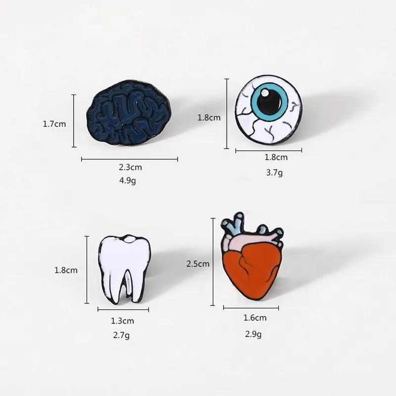 Ринху тело органное сердце Эмаль Булавка зубные глаза мозговой мешочек для брошек одежда лацкан булавка значок медицинские ювелирные изделия подарок для доктора детей