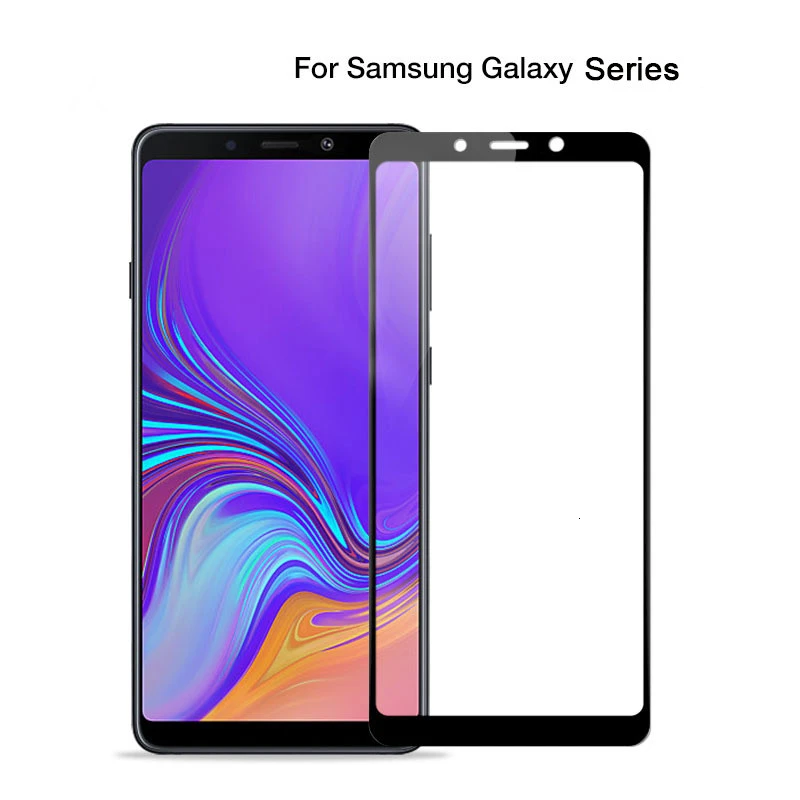 Защитное стекло закаленное с полным покрытием для Samsung A710 A510 A310 A720 A520 A320 A6 A8 Plus 2018 10