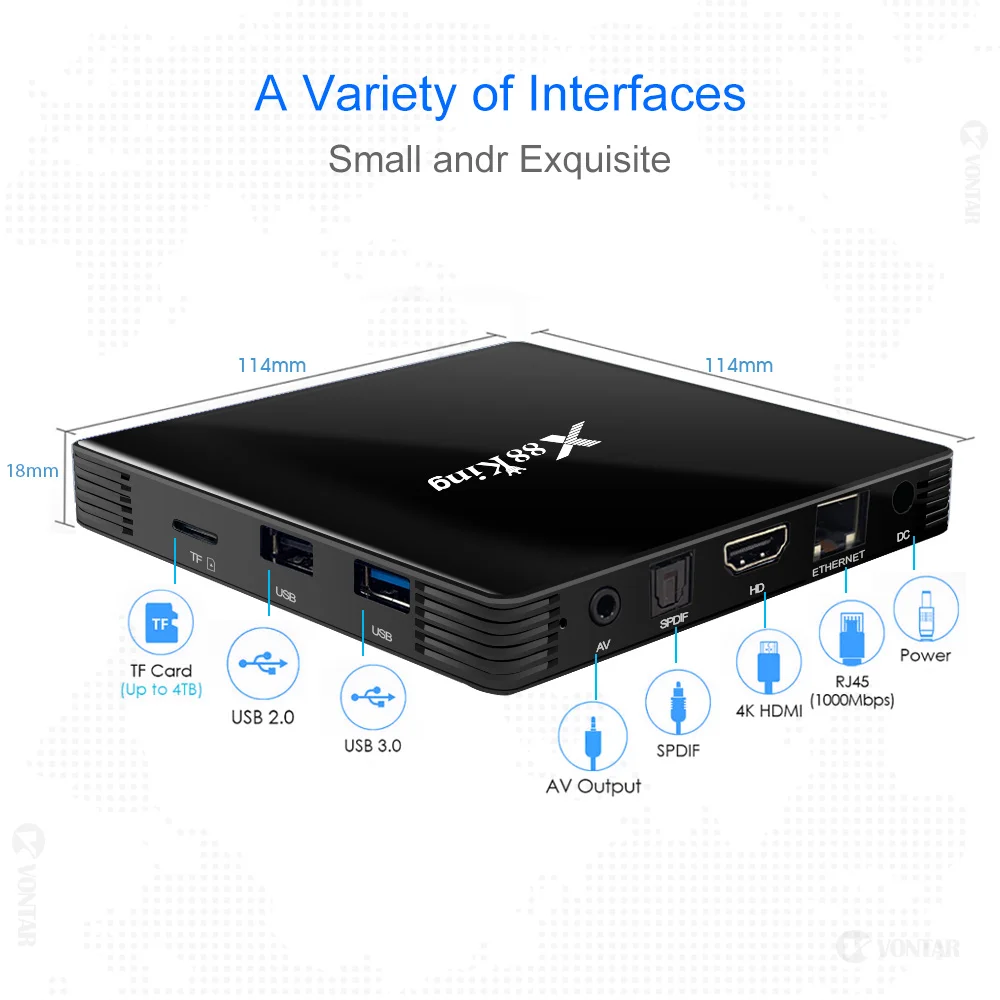 Amlogic S922X TV Box Android 9.0 X88 King 4GB RAM 128G ROM Media Player Dual Wifi BT5.0 1000M 4K 60