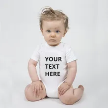 YOUR TEXT HERE Print Baby Romper Newborn Baby Boy Girl Onesie Cotton Short Sleeve Infant Baby Clothes