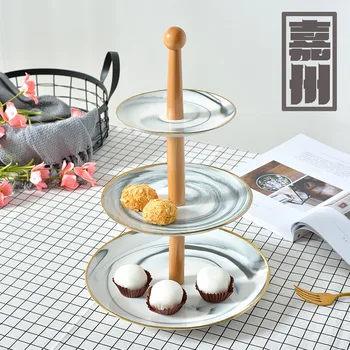 

FANTERCY Tableware Dinner Nordic Western-style Ceramic 3-layer Snack Dish Room Fruit Plate Cake Dried Plates and Dishes Sets