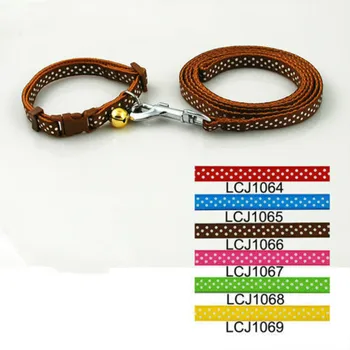 

Pet Products Dog Supplies color nylon 1cm Classic Pet Dog Dots Print Collar Leash Set (6 Colors) 12pcs/lot