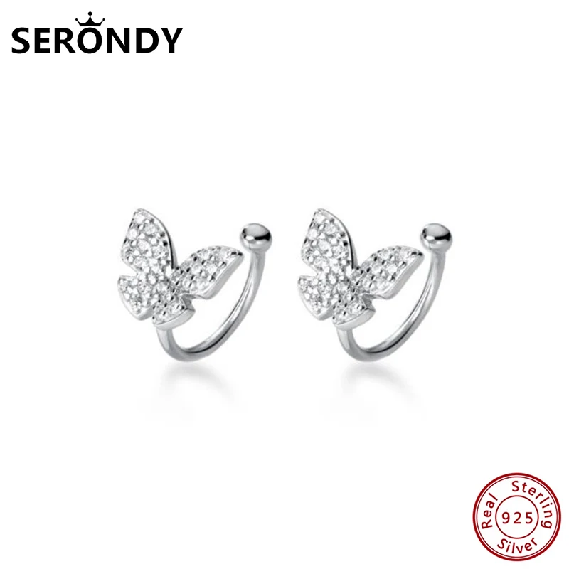 

SERONDY Butterfly Crystal 925 Silver Earrings For Women Unusual Jewelry Clip Earring 2020 New Hit Undefined Female Gift ED10959