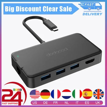 

dodocool USB Hub 8-in-1 Multifunction Type-c Hub 4K HD Gigabit Ethernet Adapter USB 3.0 Hub For Samsung Galaxy S9 Huawei P20 Pro