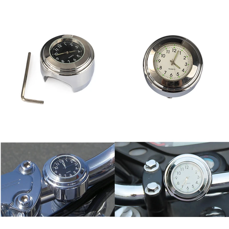 

7/8" Universal Waterproof Chrome Motorcycle Bike Handlebar Mount Dial Clock Watch Waterproof For Scooter Bicycle Motor ATV