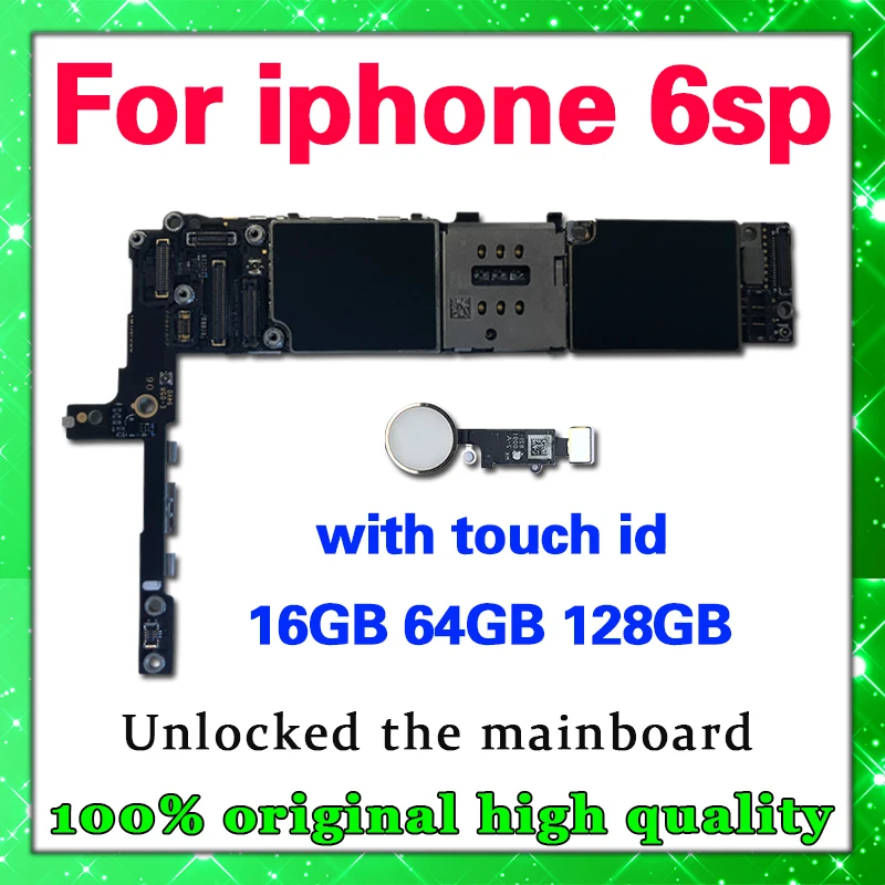 

For iPhone 6s plus 6sp motherboard with/Without touch ID black/white/gold Original unlocked logic board 16gb/64gb/128gb