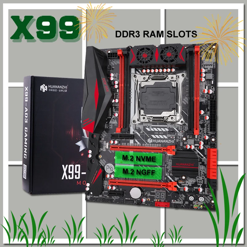 Материнская плата HUANANZHI X99 LGA2011 3 с двумя слотами M.2 и 4 * DDR3 USB3.0 10 SATA3.0 2 года гарантии