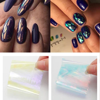 

RIKONKA Transparent AB Glass Paper 40*4CM Mirror Foils for Nail Art Holographic Glass Nail Stickers Gel Polish Nail Decoration