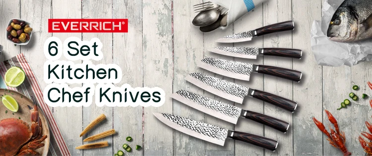 Набор кухонных ножей Everrich 7 шт., нож шеф-повара, нож Santoku, универсальный нож, нож для очистки овощей, острый Кливер, нож для нарезки, подарок