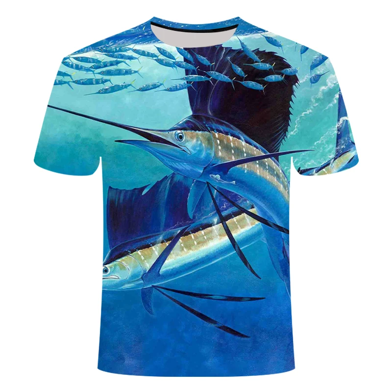 Летняя Новинка, Мужская футболка с 3D крутым принтом для рыбалки, мужские короткие топы с воротником 0, повседневная мужская футболка для рыбалки - Цвет: TX442