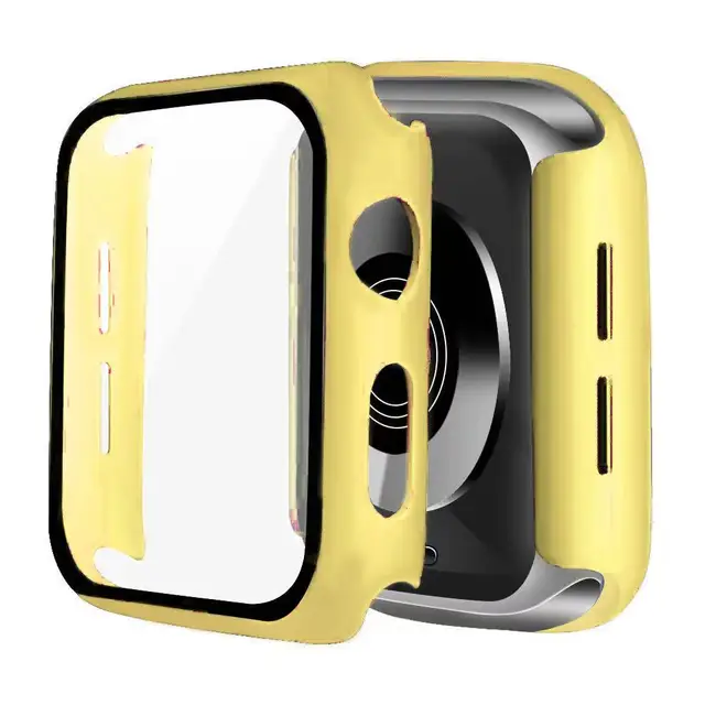 Glass + Cover For Apple Watch case 6/SE/5/4/3/2/1 iWatch 42mm 38mm bumper Tempered Glass for apple watch 44mm 40mm 42mm 38mm yellow