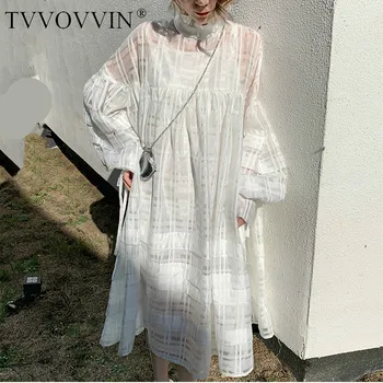 

TVVOVVIN Casual Two Pieces Spring Summer 2020 New Dress Female White Lantern Long Sleeve Women Clothing E840