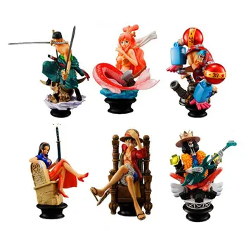 

6pc One Piece Figures two years after Sitting Posture Luffy Franky Kalifa Nami Oka Action Anime figure toy birthday gift collect