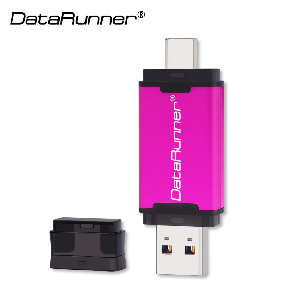 DataRunner 2 в 1 TYPE C USB3.0 USB флеш-накопитель 512 ГБ 256 ГБ 128 Гб 64 ГБ 32 ГБ двойной накопитель OTG Флешка для Android/PC - Цвет: Rose Red