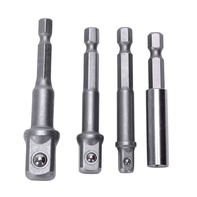 

Impact Socket Adapter And Magnetic Bit Holder,4-Piece Set 1/4-Inch Hex Shank With 1/4,3/8,1/2-Inch Drive Cr-V