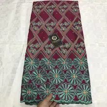 5 ярдов швейцарская кружевная ткань последние с крупным бисером вышивка африканские хлопчатобумажные ткани швейцарская вуаль кружева популярный Дубай Стиль