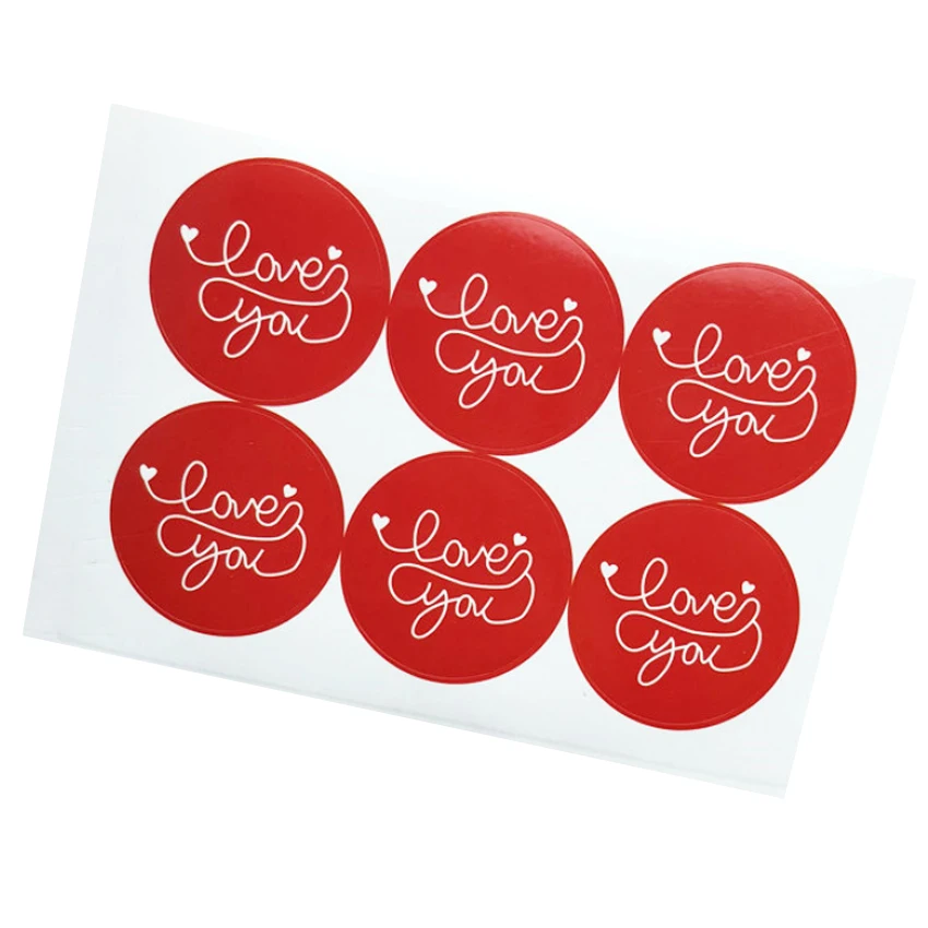 

60pcs/lot 'LOVE YOU' Multi Paper Adhesive Sealing Label Red Decorative Seal Sticker Gifts Packing Label for Handmade Products