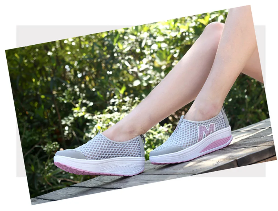 Ngouxm Women Flats Platform Sneakers Summer Shoes Woman New Female ladies Soft Comfort Slip On Shallow Mesh Thick Shoes Size 42