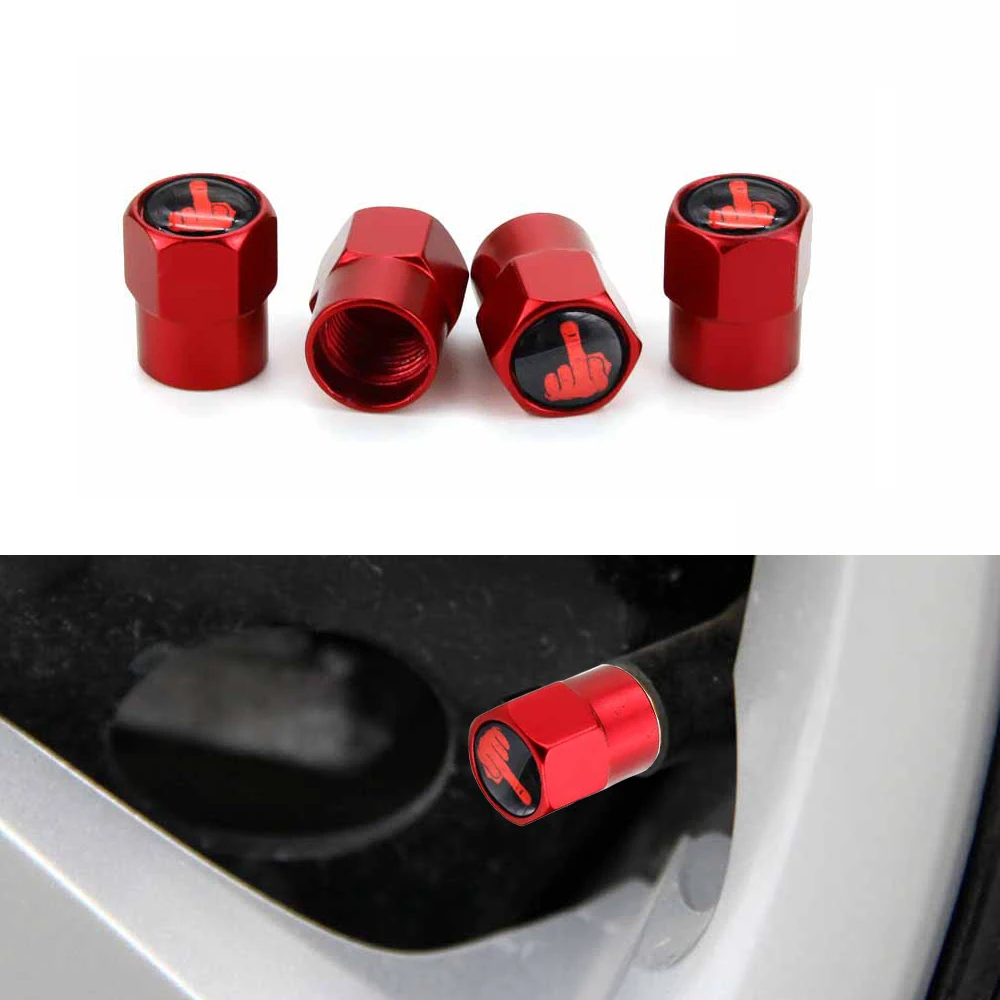 4PC Red Dice Tire Valve Caps - Aluminum Alloy Valve Stem Covers For Cars, SUV & Trucks