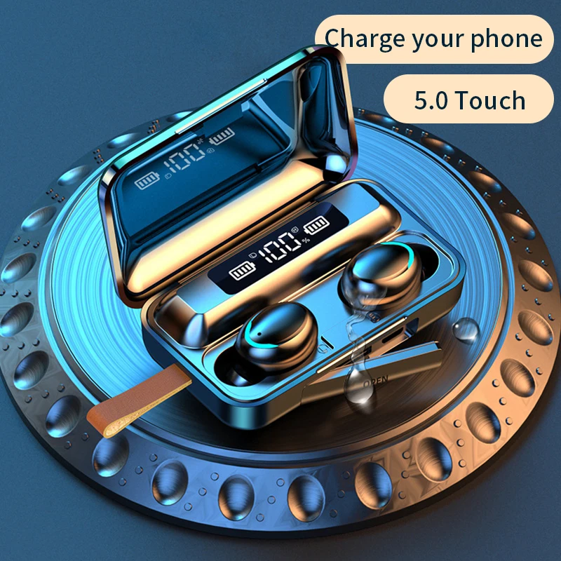 Bluetooth V5 0 Earphones Wireless Headphones With Microphone Mic Sports Waterproof Headset 1200mAh Charging Box For iOS Android
