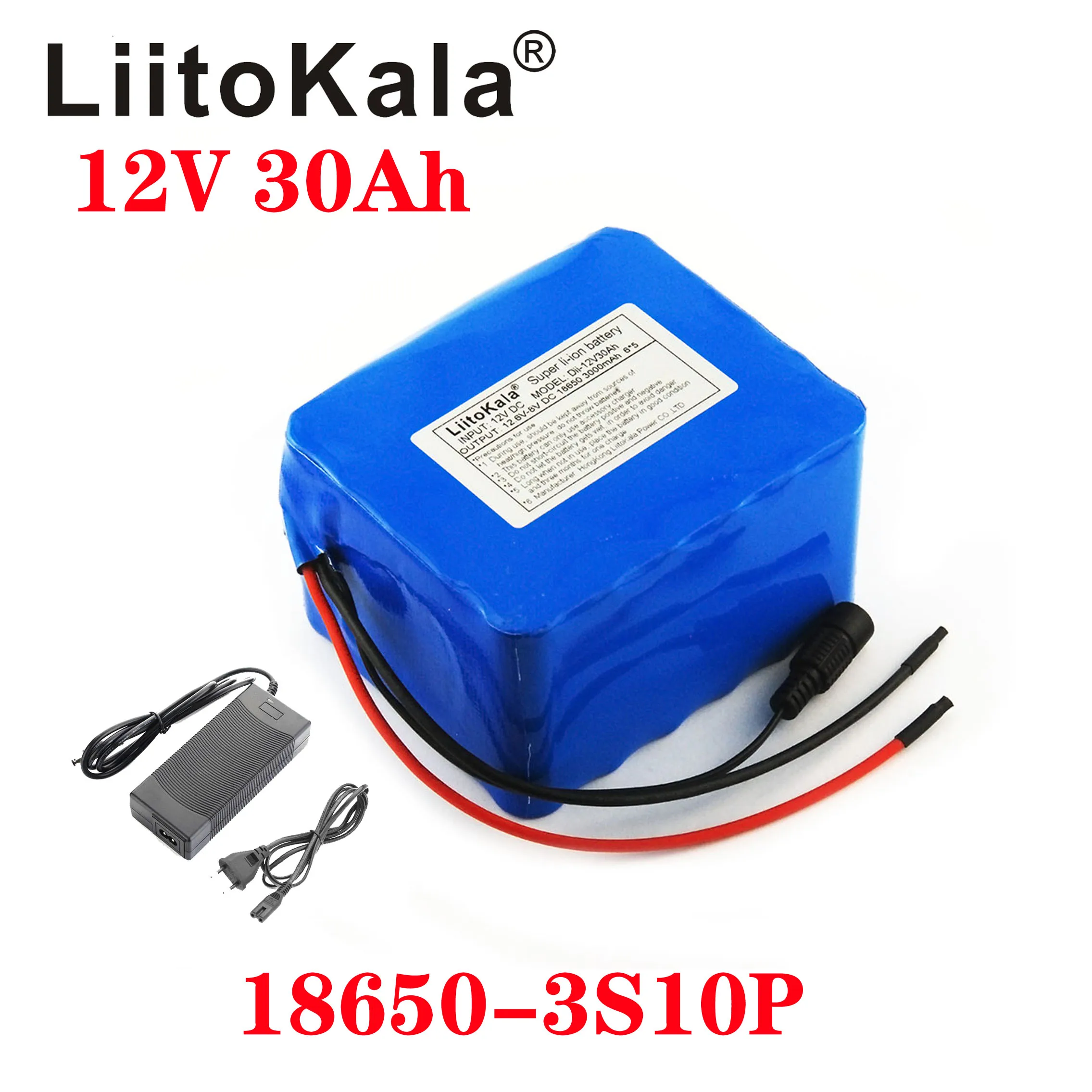 LiitoKala 12v 30ah 18650 3000mah 3S10P battery high current larg