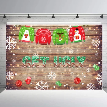 

BEIPOTO Christmas photography backdrops Ugly sweater party supplies decoration photo background photo booth shoot props B-233