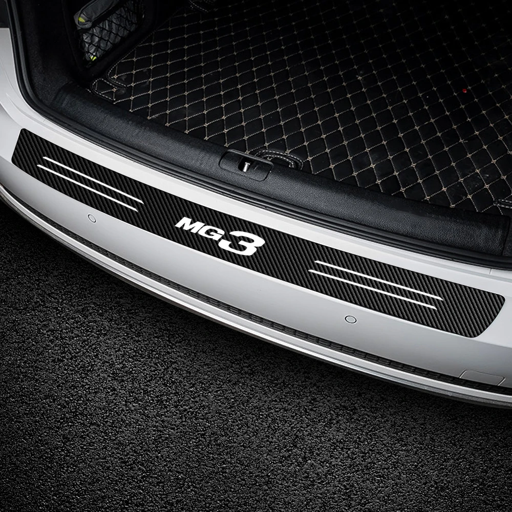 Carbon Fiber Car Tail Trunk Scuff Guard Protector Sticker Rear Bumper Load Edge Protection Decal for MG MG3 Emblem Accessories