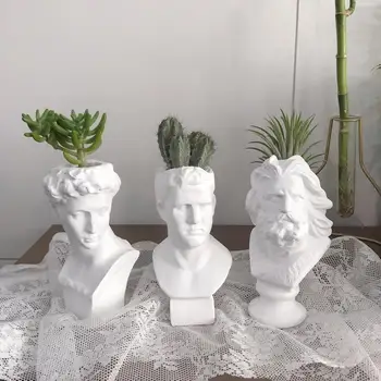 

GREECE DAVID VENUS APOLLO ART SCULPTURE VASE FLOWER POT HUMAN HEAD HOME DECOR IMITATION PLASTER RESIN FLOWER ARRANGEMENT R4502