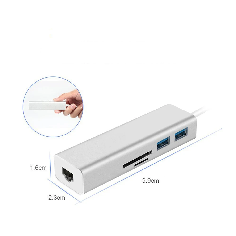 5 в 1 USBC к Rj45 USB 3 0 SD TF слот для карты концентратор 1000 Мбит/с Lan адаптер Type C удлинитель
