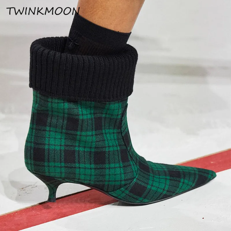 

Vitage Plaid Woman Winter Boots 2019 Ankle Boot Low Heels Shoes Short Plus Inside Warm Winter Shoes Celebrity Runway Booties