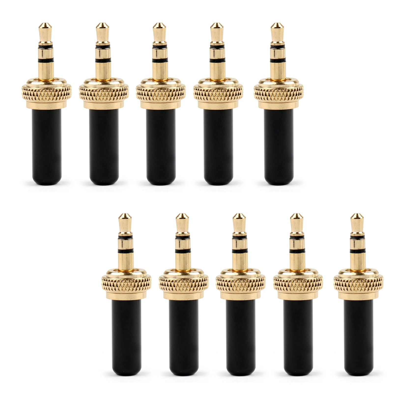 Artudatech 4Pcs/ 10Pcs Special Mini 3.5mm Screw Lock Stereo Jack Plug Gold Plated For Sennheiser Black Connector Parts