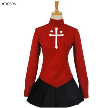 

YOYOCOS FGO Hirosaka Rin Cosplay Costume Fatestay night Fate Grand Order Girl Uniform Kilt and Black Skirts Red Top Costomize