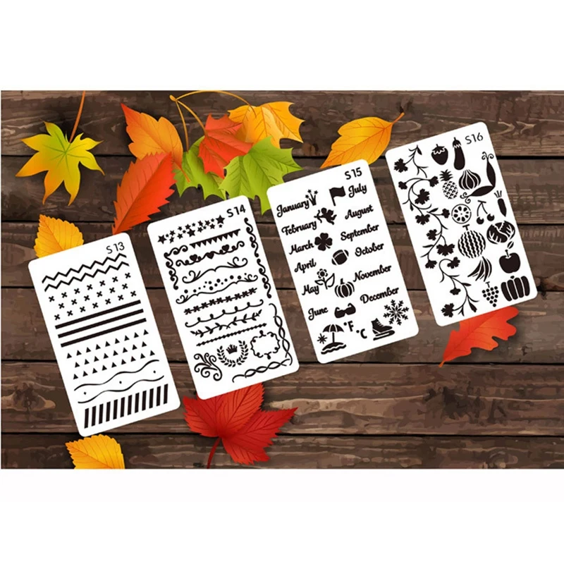 

24PCS DIY Drawing Template Journal Stencils Theme Lace Ruler Children Drawing Board Painting Template