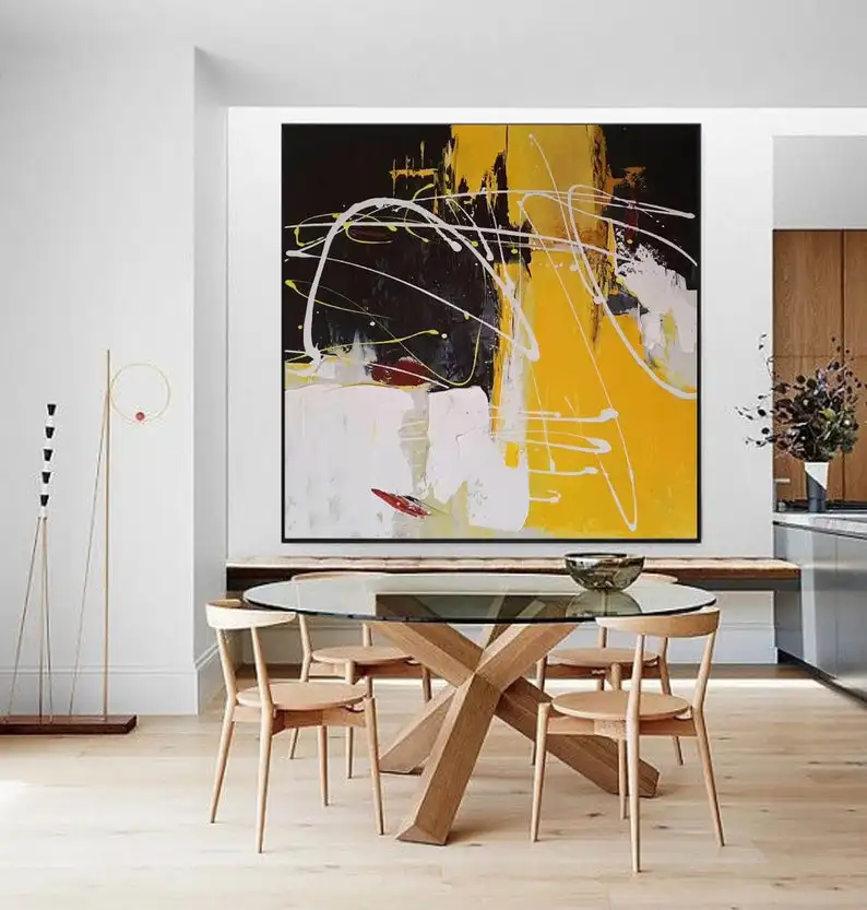 

Handmade Canvas Painting Large Wall Art Abstract Painting Yellow Art Wall Painting Large Modern Canvas Art Wall Decor