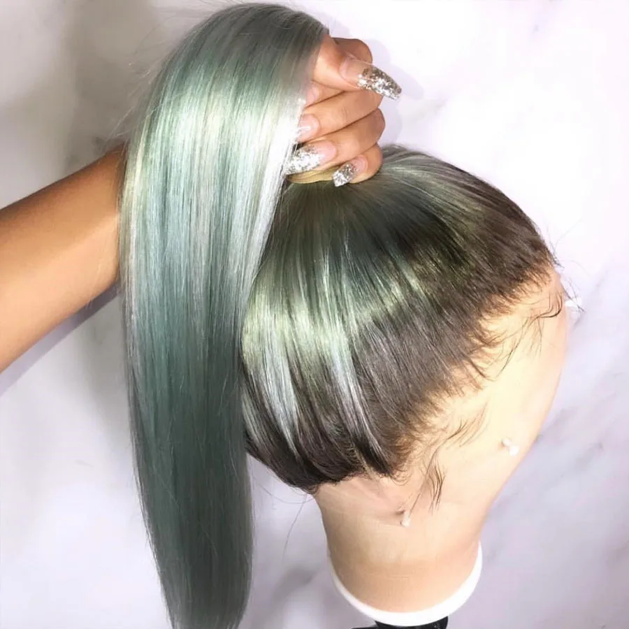 T4/зеленый Омбре 613 блонд полный шнурок парики для женщин бразильские прозрачные кружевные передние человеческие волосы парики с отбеленными узлами