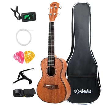 

NEW-Mahogany Concert Ukulele Set 23 in Uku 4 String Mini Small Guitar with Bag Tuner Capo Strap Stings Picks for Beginner