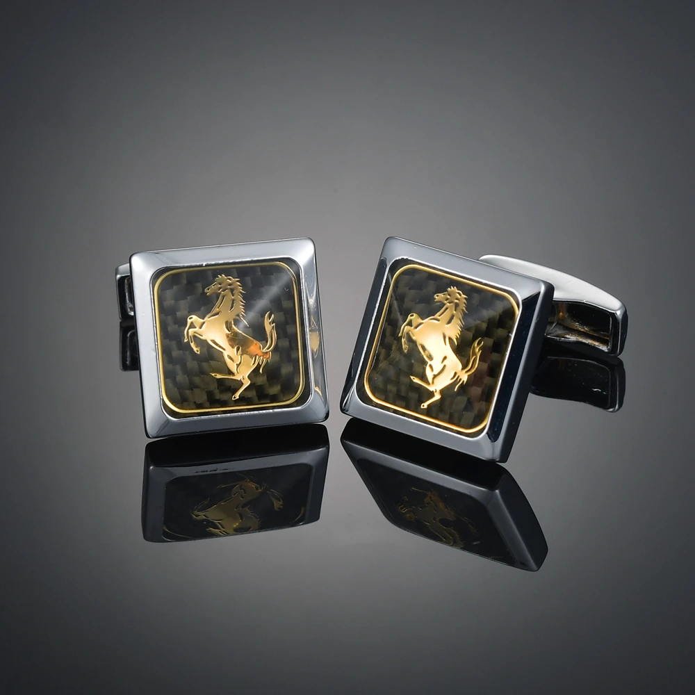 21 Novelty Luxury Quality Copper Carbon Fibe/ Red Wood/Crystal Cufflinks Design for mens French suit accessories Jewellery gemelos - Окраска металла: 21