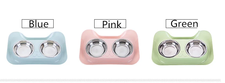 1Pc Durable Double Stainless Steel Dog Cat Bowls with Non-spill& Non-skid Design for Pet Food and Water Elevated Feeder