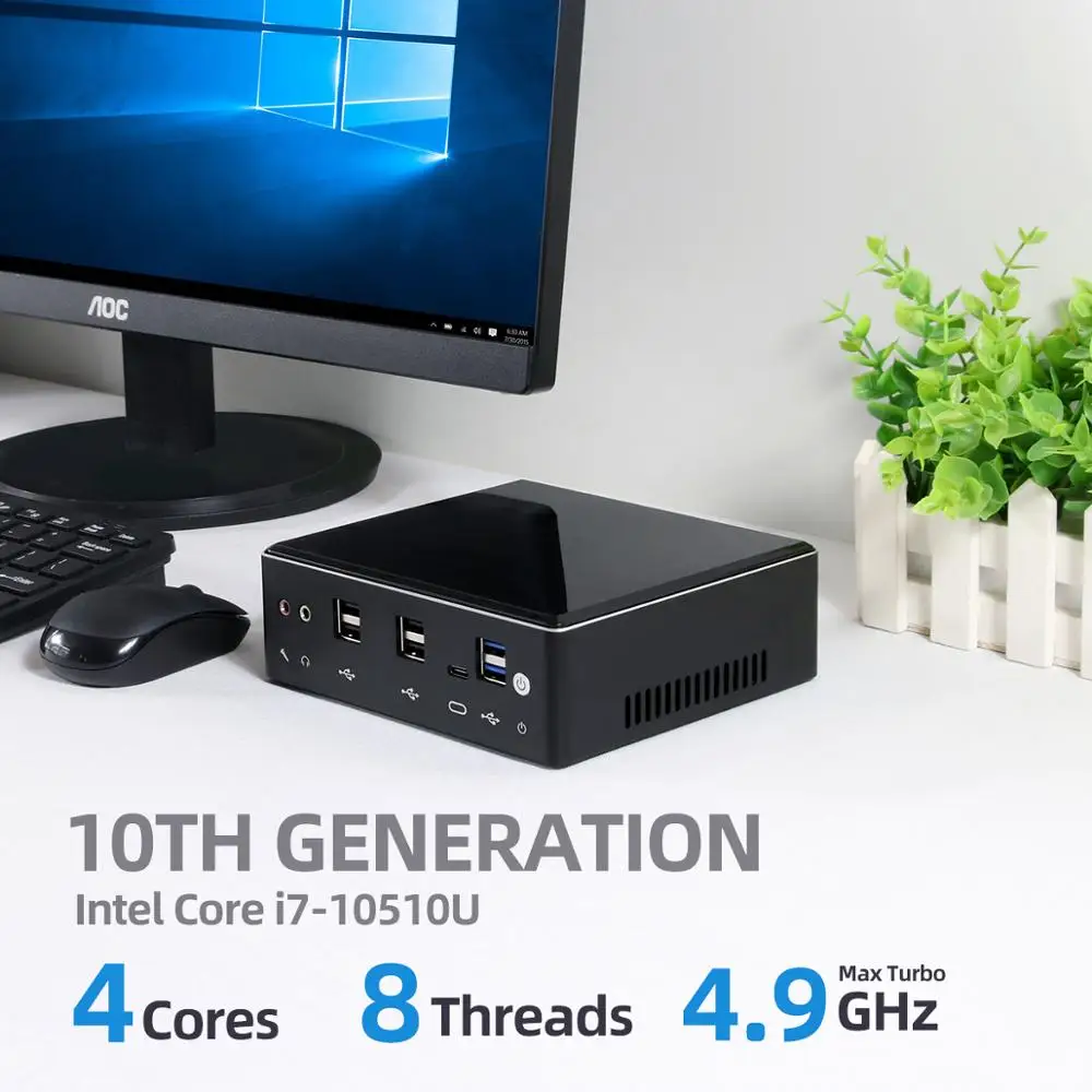 XCY X41 Mini PC 10th Gen Intel Core i7 10510U DDR4 M.2 SSD 8*USB HDMI DP 4K 60fps 2*LAN Type-C WiFi Bluetooth Windows 10 HTPC-2