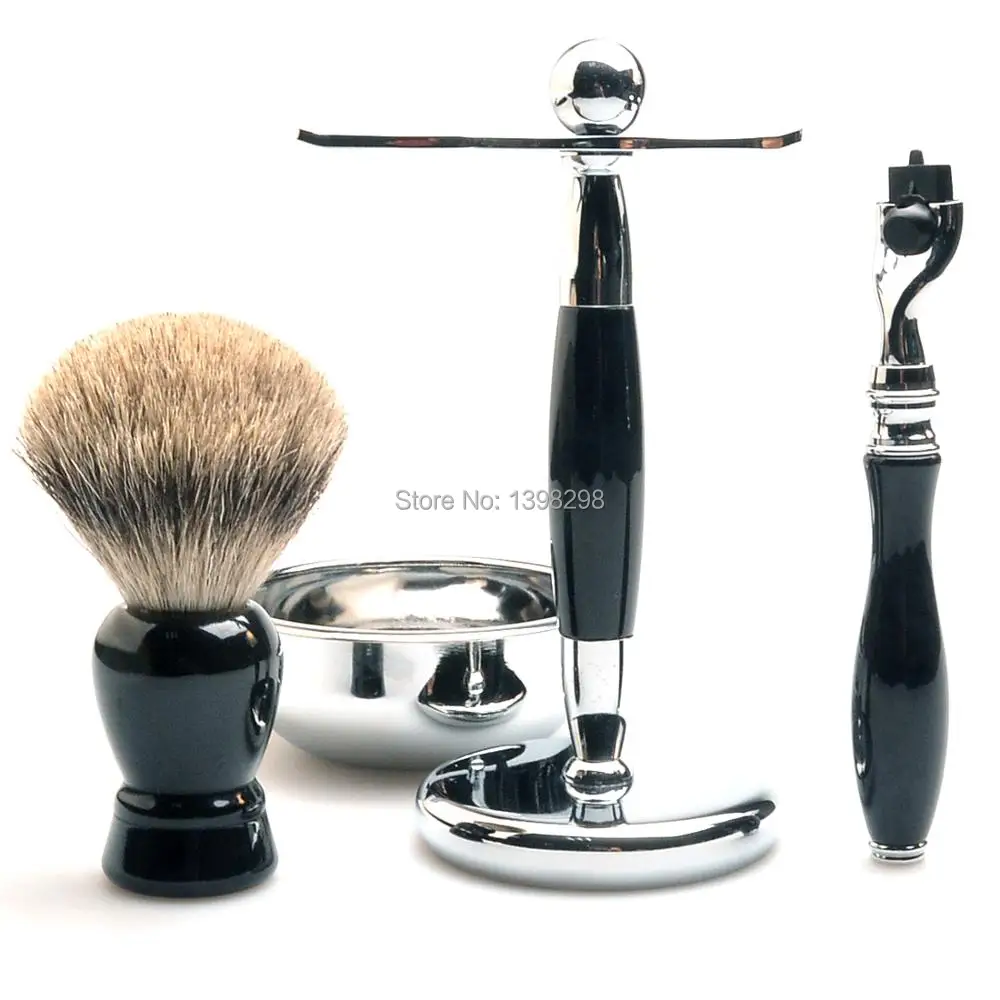 CSB shaving brush set badger hair shaving brush triple blades shaving razor and shaving brush holder 5