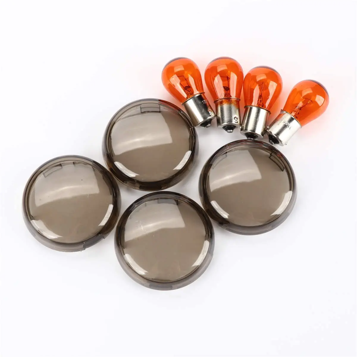 

4X Motorcycle Smoked Turn Signal Lens Lense 1156/1157 Bulbs Kit For Harley Davidson Touring Softail Dyna Sportsters 2002-2013