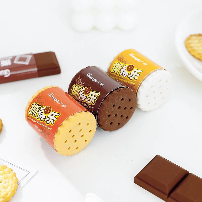Multi Layer Tearable Eraser Chocolate Cookies Rubber Eraser for Pencils Creative Stationery Office School Student Supplies F642 3