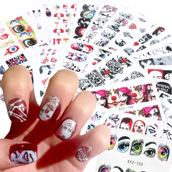 

24pcs Set Halloween Stickers For Nails Skull Bat Witch Nail Art Design Sliders Maple Fall Leaf Wraps Manicure Decor SASTZ731-879