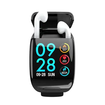 

2020 New 2-In-1 Smart Watch With Bluetooth Wireless Headset Earbuds Stereo Earphone Sport Gym Tracker Heart Rate Monitor