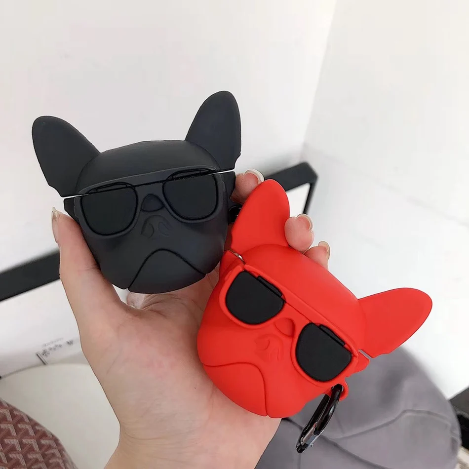 3D чехол для наушников для Airpods, чехол, милый силиконовый чехол с изображением собаки утки из мультфильма для Apple Air pods 2, наушники/Earpods, чехол, брелок, кольцо