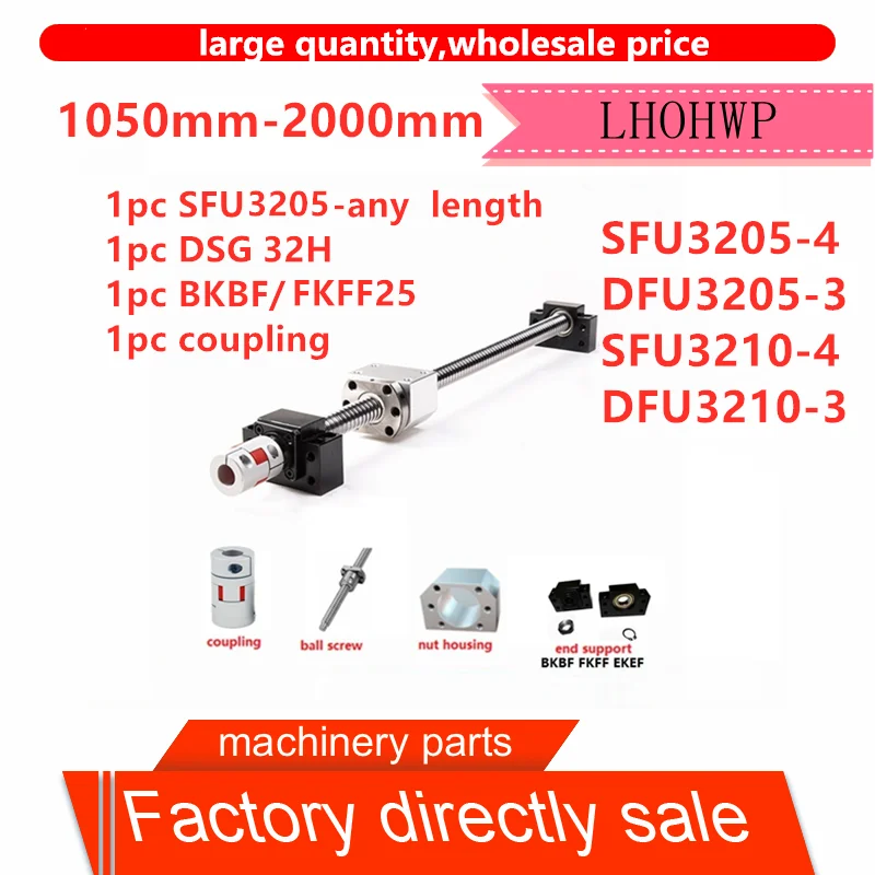CNC шариковый винт SFU3205/3210 DFU3210/3210 1050 2000 мм + DSG32H гайка сиденья Опорное основание